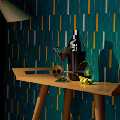 thumbnail image of a 3d illustration of a scene with a 50's TV
