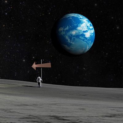 thumbnail image of a 3d illustration of a diner on the moon